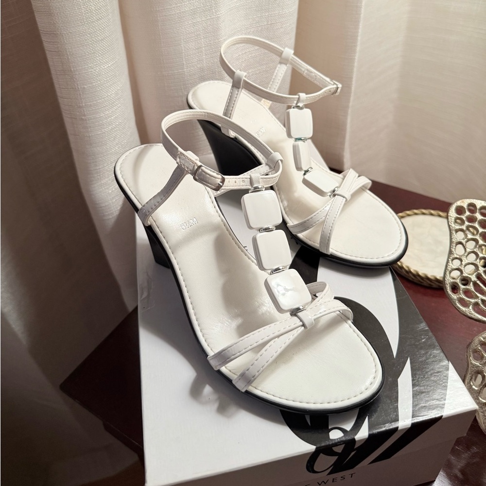 Nine West White Strappy Sandals
